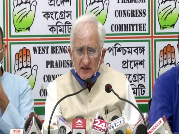 Salman Khurshid speaking to reporters in Kolkata on Saturday. [Photo/ANI]