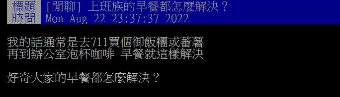 大多數網友早餐都會喝黑咖啡。（圖／翻攝自PTT）