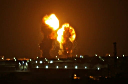 The Israeli strikes on the Gaza Strip triggered huge fireballs that lit up the sky