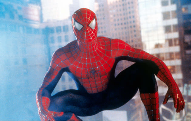 <b>Blockbuster Spider-Man</b><br><br> Sam Raimi brought Spidey into the 21st Century with his brilliant ‘Spider-Man’ in 2002. Some hardcore web-heads were outraged that Tobey Maguire’s superhero could make his webbing himself rather than building a gadget. Still, most people enjoyed the film regardless. (Credit: REX) <br><br><b>[Related video: <a href="http://uk.movies.yahoo.com/blogs/editors/exclusive-total-recall-trailer-083206999.html" data-ylk="slk:Watch the new ‘Total Recall’ trailer;elm:context_link;itc:0;sec:content-canvas;outcm:mb_qualified_link;_E:mb_qualified_link;ct:story;" class="link  yahoo-link">Watch the new ‘Total Recall’ trailer</a> ]</b>