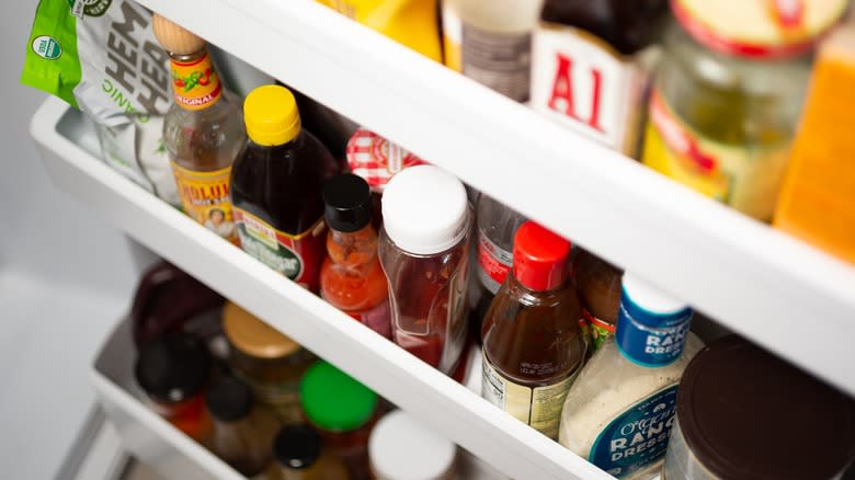 Condiments in refrigerator