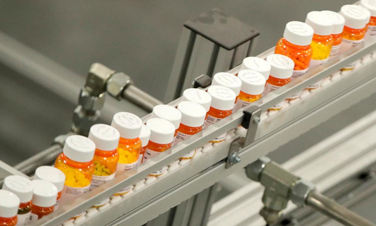 <span>Bottles of medicine at a mail-in pharmacy in Florence, New Jersey.</span><span>Photograph: Julio Cortez/AP</span>