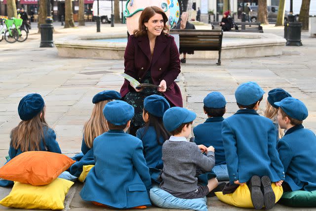 <p>PA Images/INSTARimages</p> Princess Eugenie reads to school children from Garden House School at Elephant Family's Little Egg Hunt in Chelsea, London on March 21, 2024.