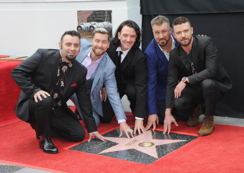 *NSYNC were honoured with a Star on the Hollywood Walk Of Fame. It was the first time they had reunited in public since 2013. Source: Getty