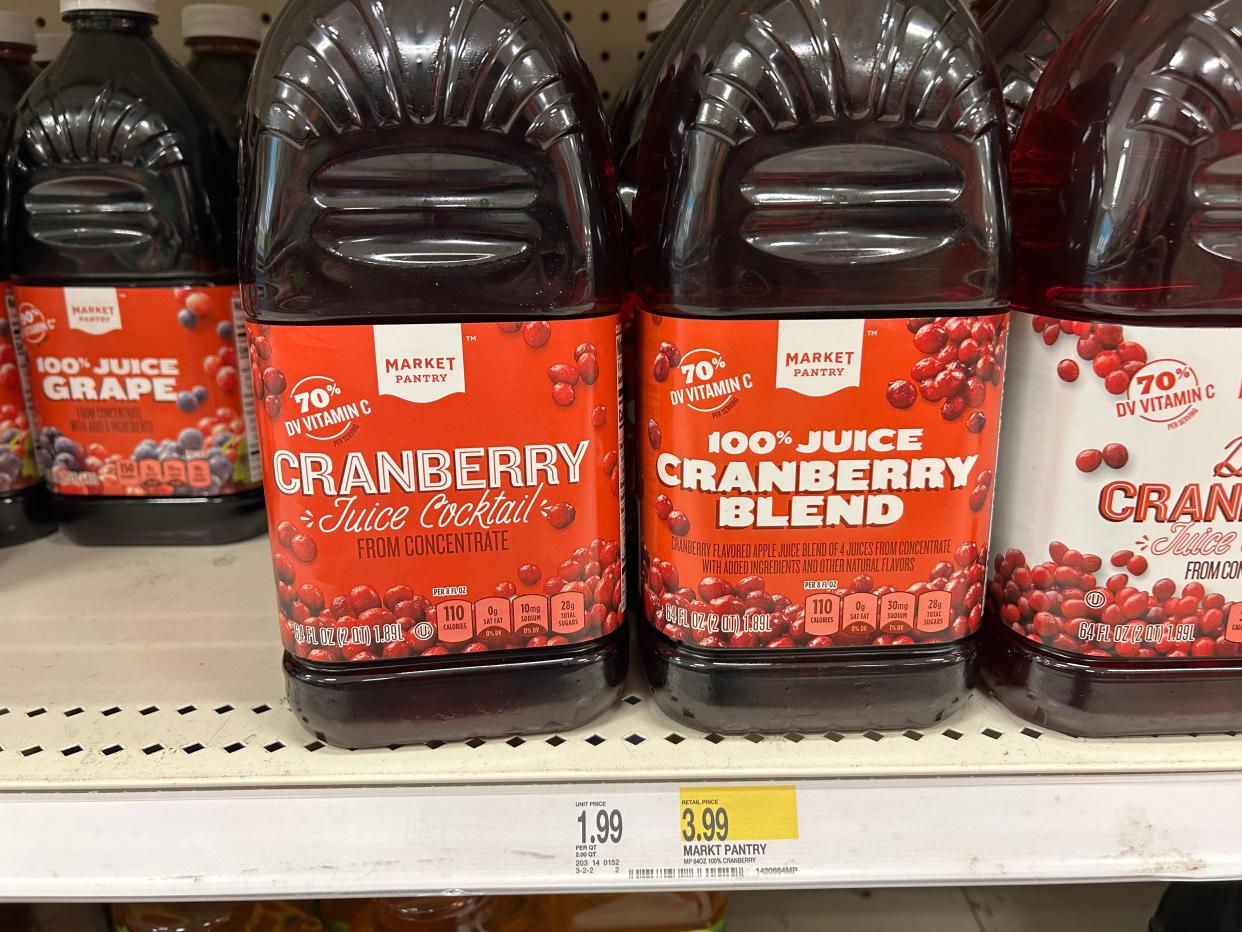 bottles of cranberry juice at target