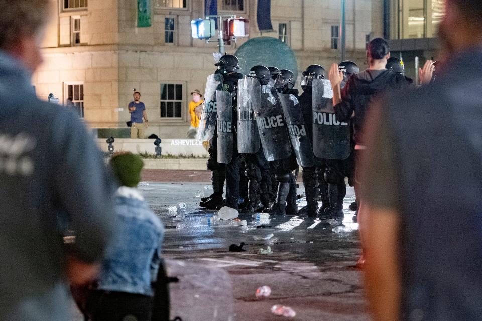 Hundreds of protestors swarmed the streets of downtown Asheville in response to the killing of George Floyd, who is black, by a white police officer in Minneapolis on May 31, 2020. Peaceful protest turned to tear gas as the night wore on. 