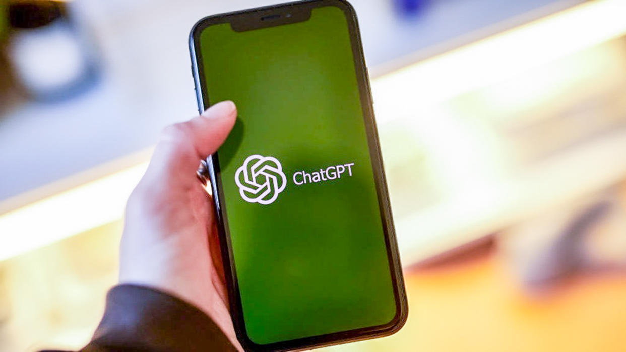  ChatGPT logo on an iPhone screen. 