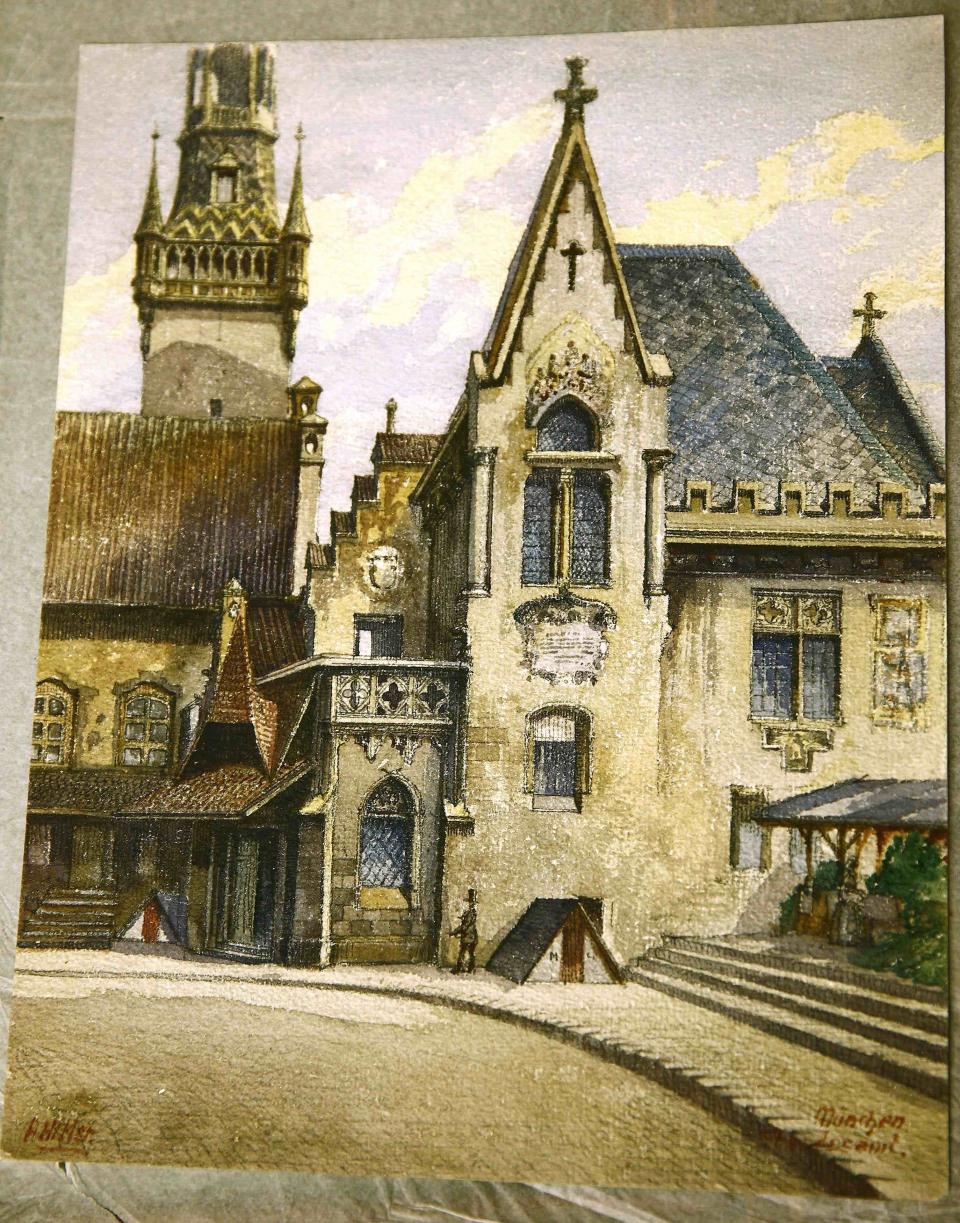 Watercolour by Hitler is displayed at auction house in Nuremberg