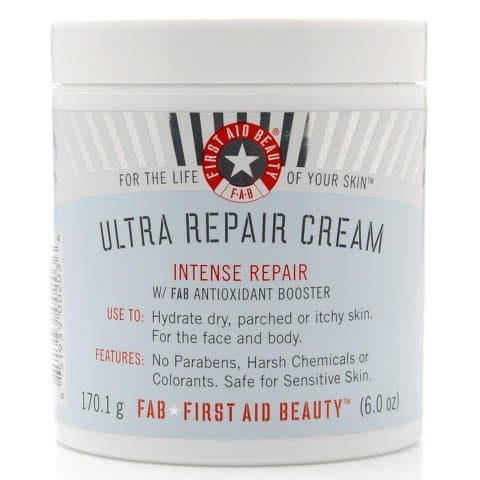 <p>Filled with antioxidants this instant repair cream is a lifesaver when your skin flares up.<i><a href="http://www.lookfantastic.com/first-aid-beauty-ultra-repair-cream-170g/11054488.html" rel="nofollow noopener" target="_blank" data-ylk="slk:[Look Fantastic, £22]" class="link "> [Look Fantastic, £22]</a></i></p>