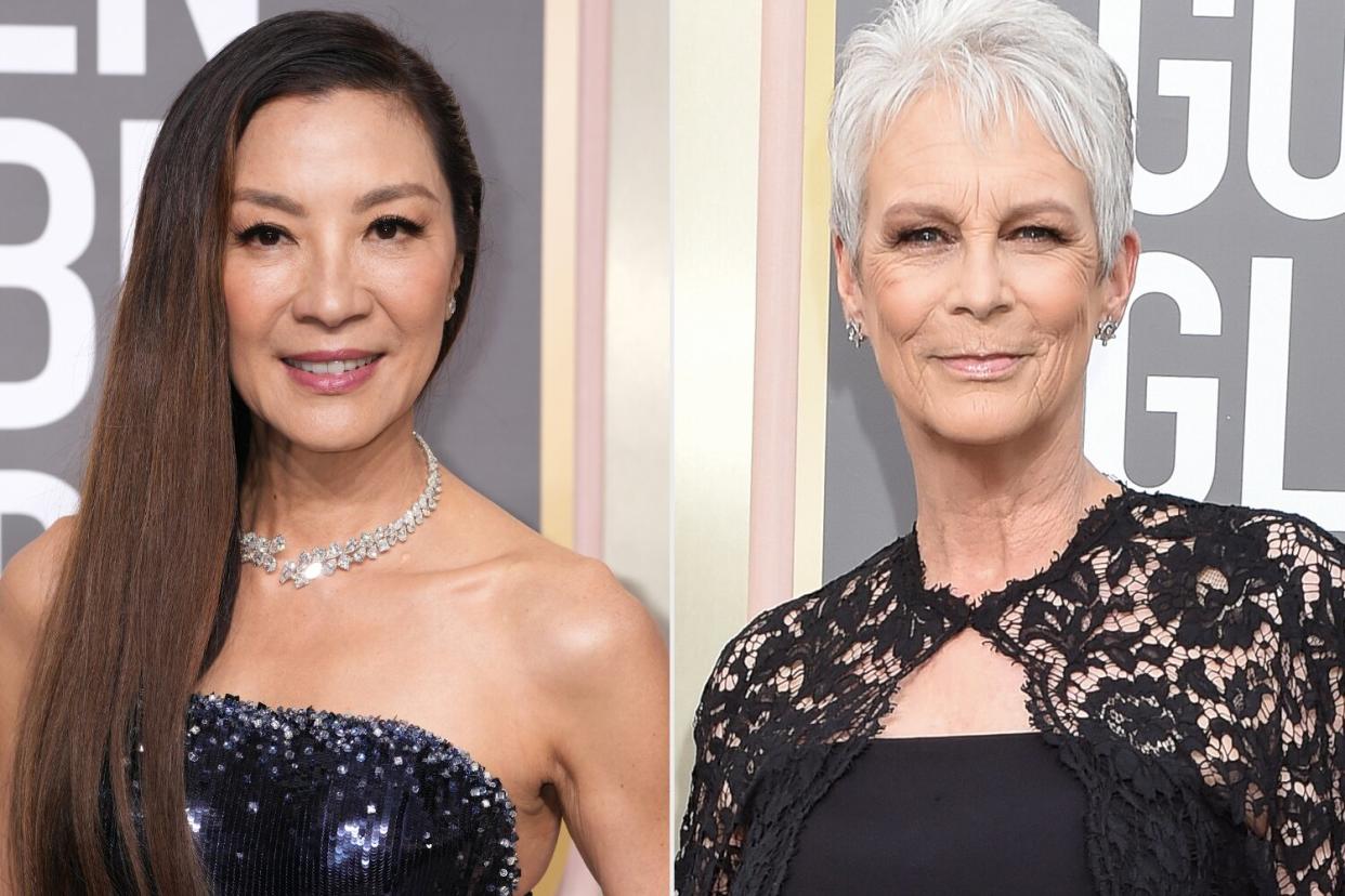 Michelle Yeoh attends the 80th Annual Golden Globe Awards; Jamie Lee Curtis at the 80th Annual Golden Globe Awards