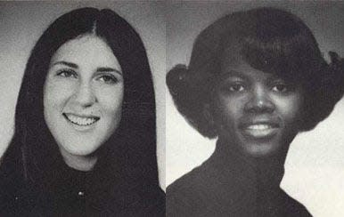 1970 Syosset (N.Y.) High School yearbook photos of Jill Lawrence, left, and Pam Gipson.