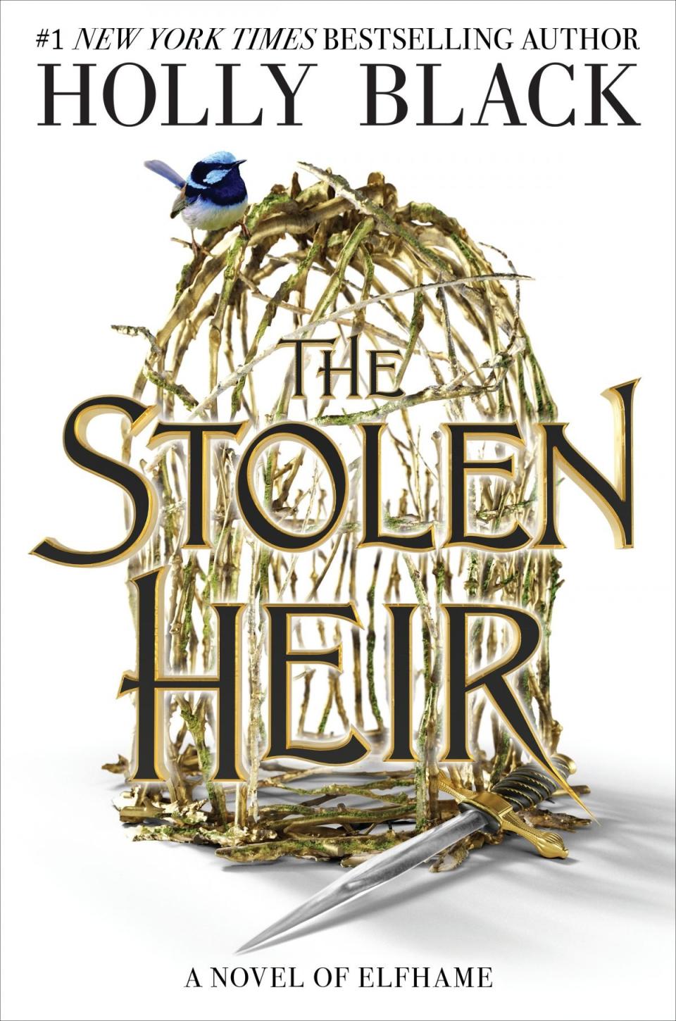 The cover of The Stolen Heir by Holly Black, with text over a gilded cage