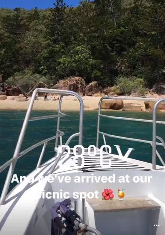 The couple enjoying a cruise around the island. Source: Instagram