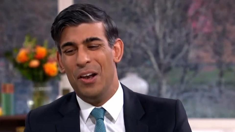 Rishi Sunak laughed when asked if he is going to win this year’s general election (ITV)