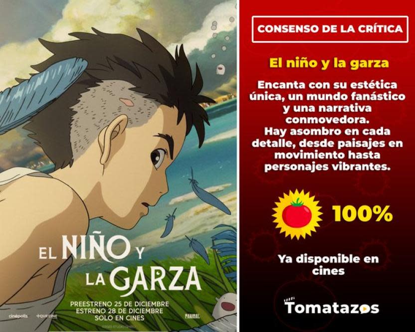 Calificación de la crítica de El Niño y La Garza (Crédito: Tomatazos)