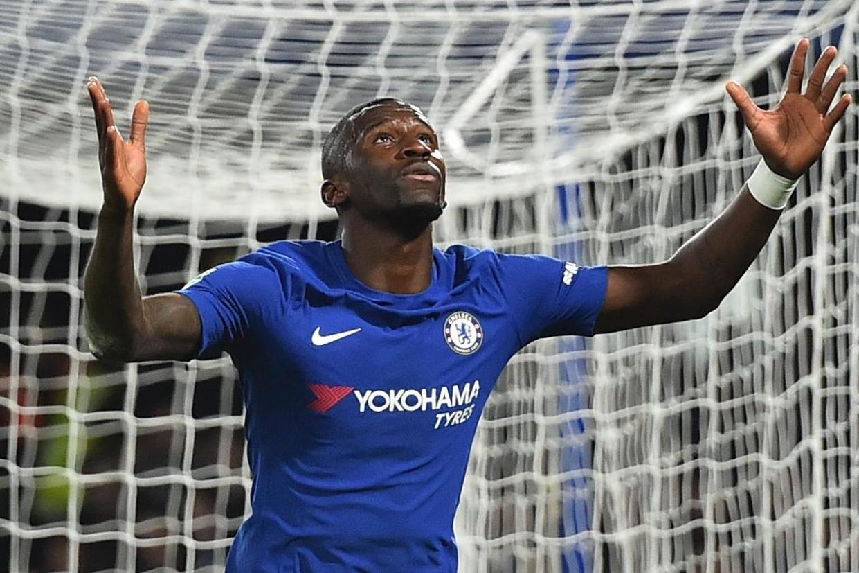 Off the mark | Antonio Rudiger scored his first goal for Chelsea against Everton: AFP/Getty Images