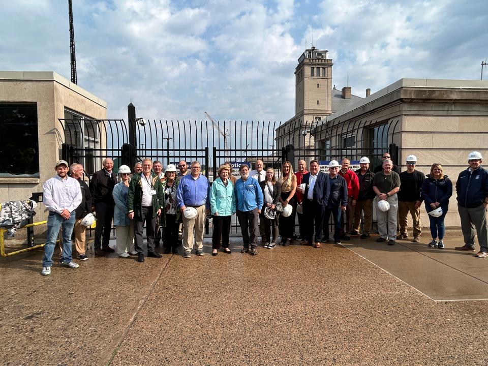 Senator Debbie Stabenow visits the Soo Locks and meets with many local leaders including Sault Mayor Don Gerrie on Wednesday, Aug. 8.