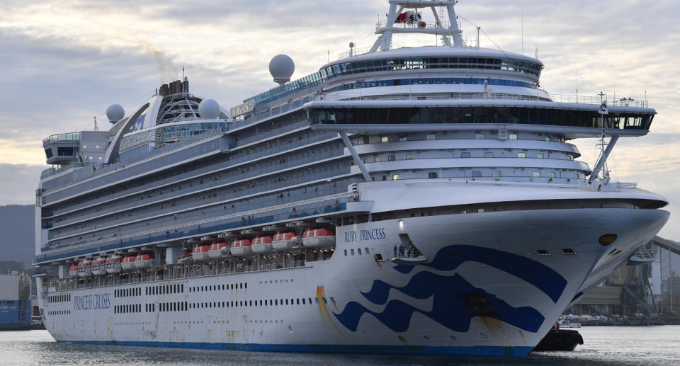 The Ruby Princess cruise ship departing Port Kembla in Wollongong. Source: AAP