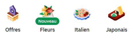 Le pictogramme UberEats pour la livraison de fleurs.