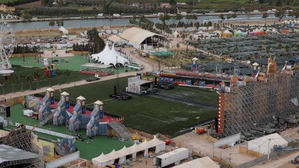 PHOTO: A view shows the venue of Medusa Festival, an electronic music festival, after high winds caused part of a stage to collapse, in Cullera, near Valencia, Spain, on Aug. 13, 2022. (Eva Manez/Reuters)
