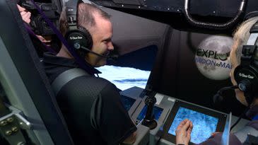 Bridenstine in NASA Ames' Vertical Motion Simulator.