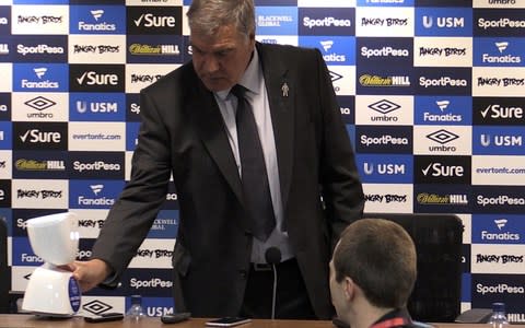 Sam Allardyce - Young Everton supporter makes history as Jack McLinden becomes world's first virtual matchday mascot - Credit: PA