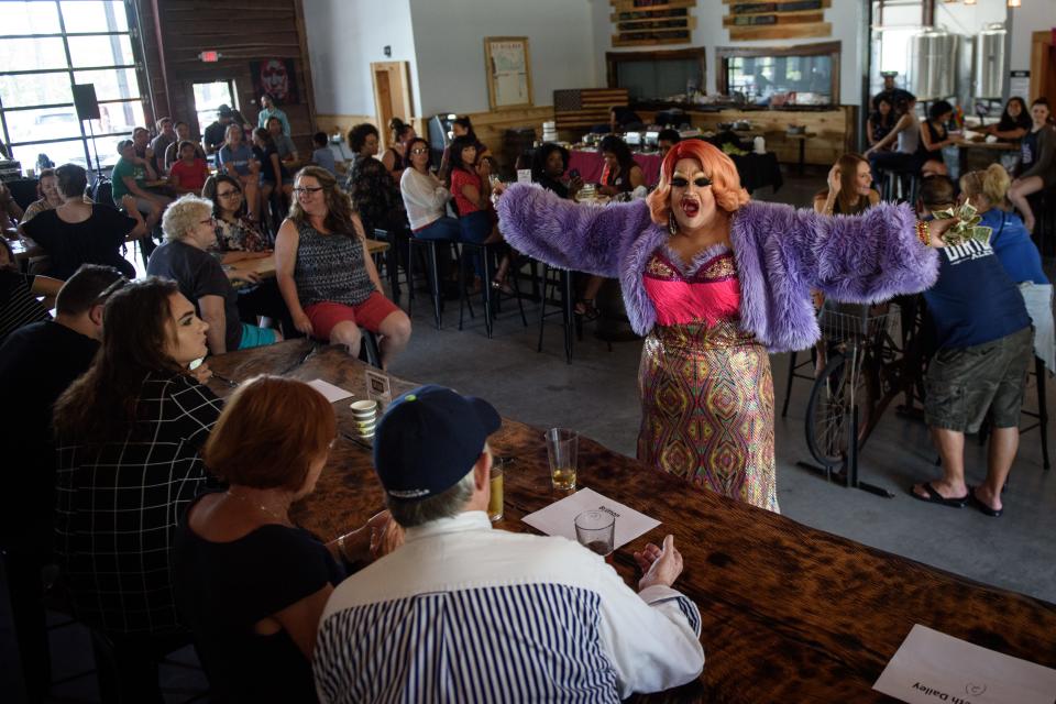 Paisley performs at the National Association of Out Professionals' Drag me to Brunch at Dirtbag Ales on July 6, 2019.
