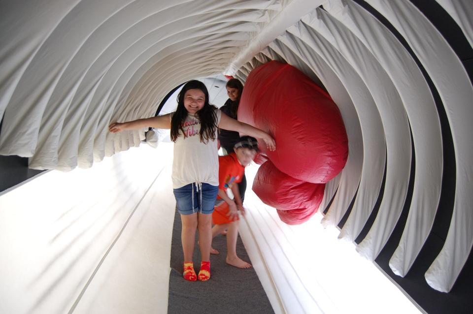 Kids of all ages can go inside the Blue Ocean Society’s life-size inflatable whale, Ladder during Seacoast Science Center’s World Ocean Day Celebration on Sunday, June 11, 2023.