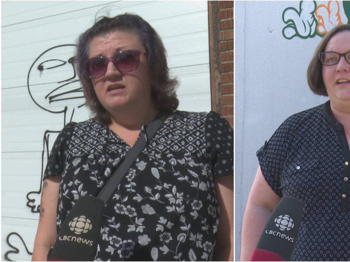 Kerry Ippolito (left) and Gillian Benoit (right) live in Ford City. They say they are 'frustrated' and 'infuriated' by the recent vandalism attack. (Jennifer La Grassa/CBC - image credit)