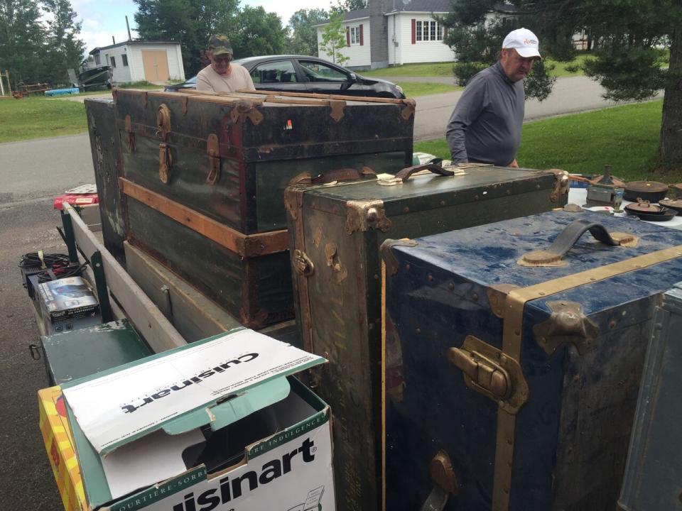 Where else would you find a great collection of old trunks, than at a yard sale?