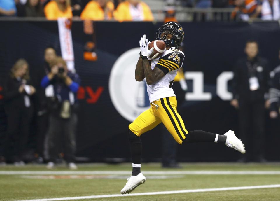 There may be more touchdowns ahead for Brandon Banks in a Ticats' uniform, as he signed a new deal with the team Thursday. (Reuters/Mark Blinch.)