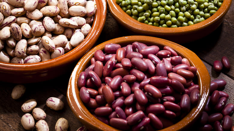 bowls of dried beans