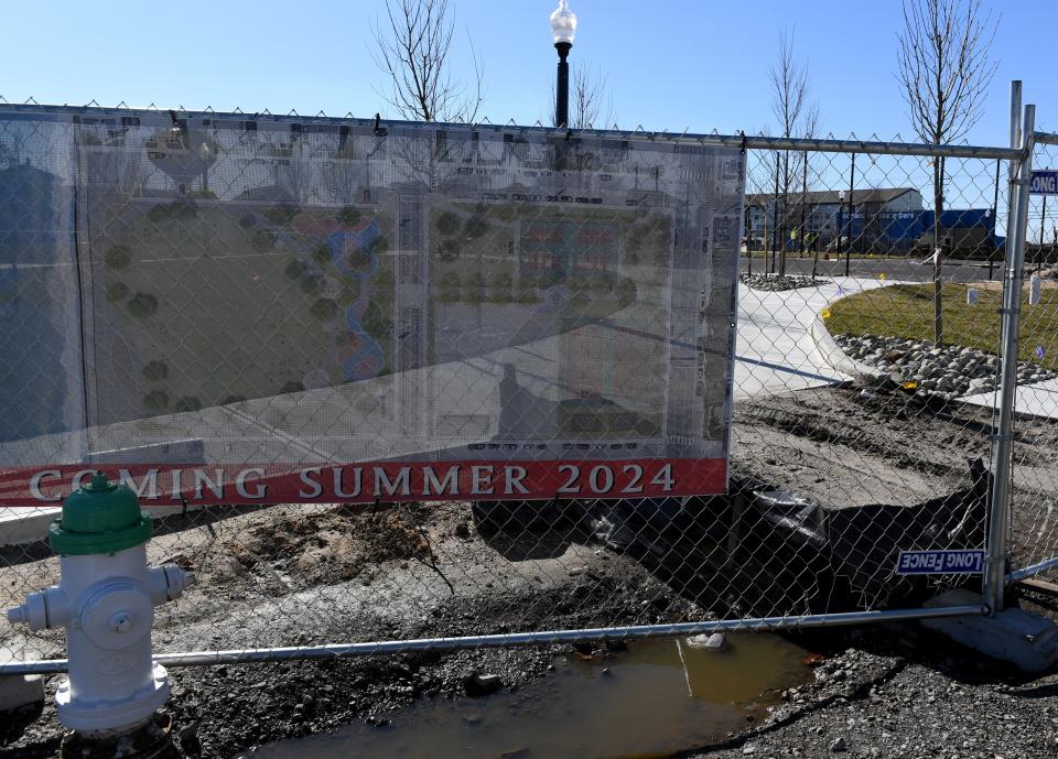 Construction work to complete the Ocean Bowl Skate Park expansion project Wednesday, Feb. 14, 2024, in Ocean City, Maryland. The anticipated opening will be during the Summer of 2024.