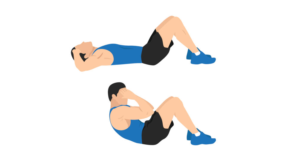 an illustration a man performing a sit up