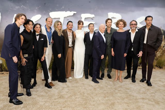 <p>Kevin Winter/Getty</p> James Paxton, Brandon Perea, Sasha Lane, Harry Hadden-Paton, Ashley Jay Sandberg, Anthony Ramos, Daisy Edgar-Jones, Lee Isaac Chung, Frank Marshall, Glen Powell, Donna Langley, Patrick Crowley, and Daryl McCormack attend the premiere of Universal Pictures' "Twisters" on July 11, 2024 in Los Angeles, California.