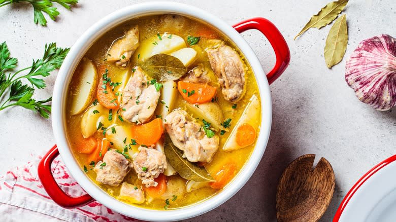 chicken soup in a bowl