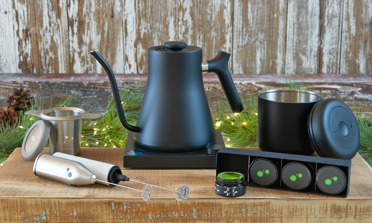 Fellow Stagg EKG Electric Kettle | Matte Black with Cherry Accents