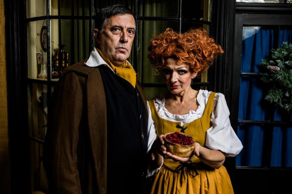 York Light Opera brings Sweeney Todd to Theatre Royal. Pictured: Neil Wood as Sweeney Todd and Julie-Anne Smith as Mrs Lovett. Plus, of course, a pie...