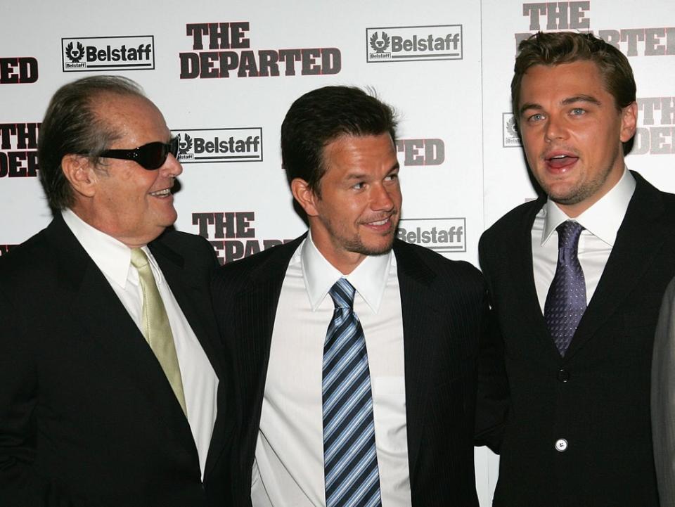 Jack Nicholson, Mark Wahlberg and Leonardo DiCaprio at the ‘Departed’ premiere in 2006 (Getty Images)