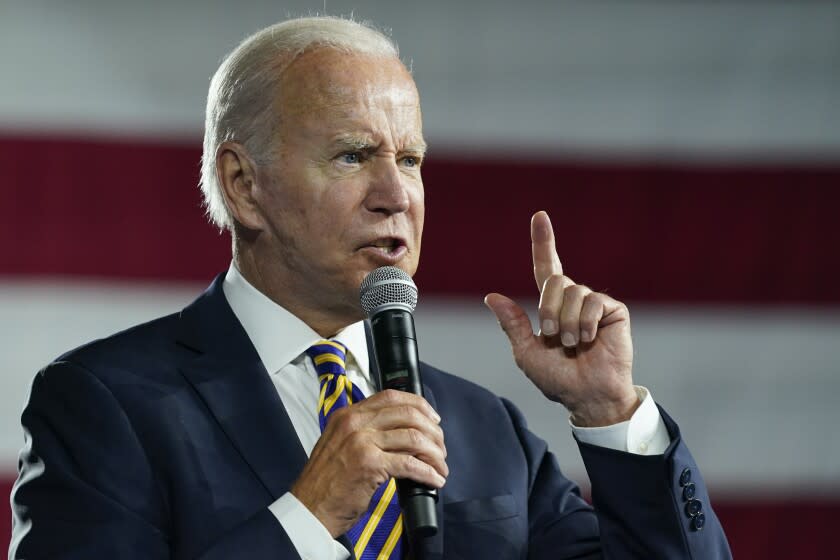 President Joe Biden speaks at Max S. Hayes Hight School, Wednesday, July 6, 2022, in Cleveland. The speech showcased a final rule tied to his $1.9 trillion coronavirus relief package from last year. The rule allows troubled multi-company pensions to be made financially whole, ensuring full benefits for 2 million to 3 million workers and retirees. (AP Photo/Evan Vucci)