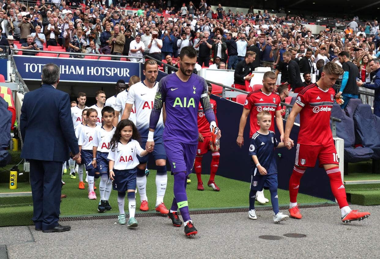 Fulham in all-red this afternoon at Wembley: Tottenham Hotspur FC via Getty Images