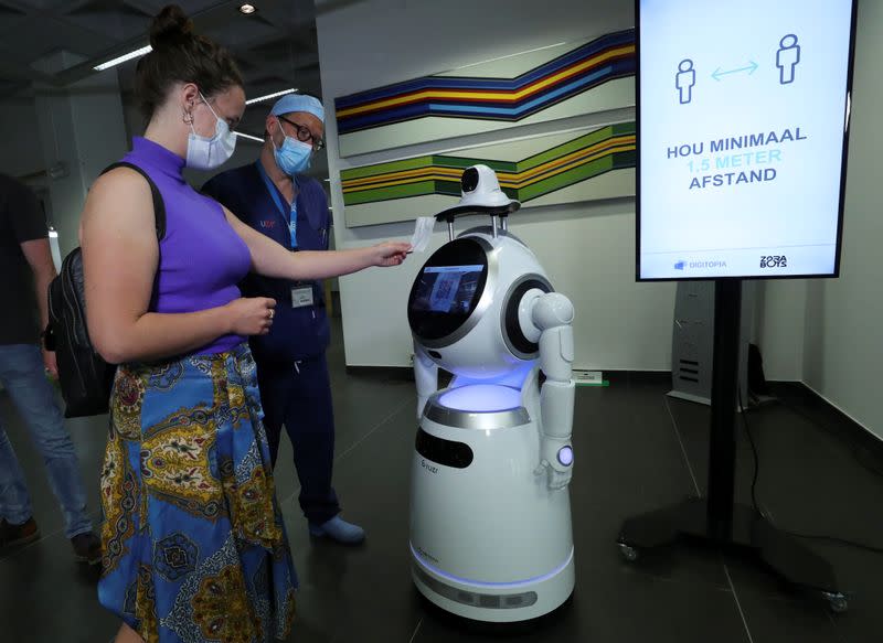 Robots are made available to hospitals and other locations amid the coronavirus disease (COVID-19) outbreak in Antwerp