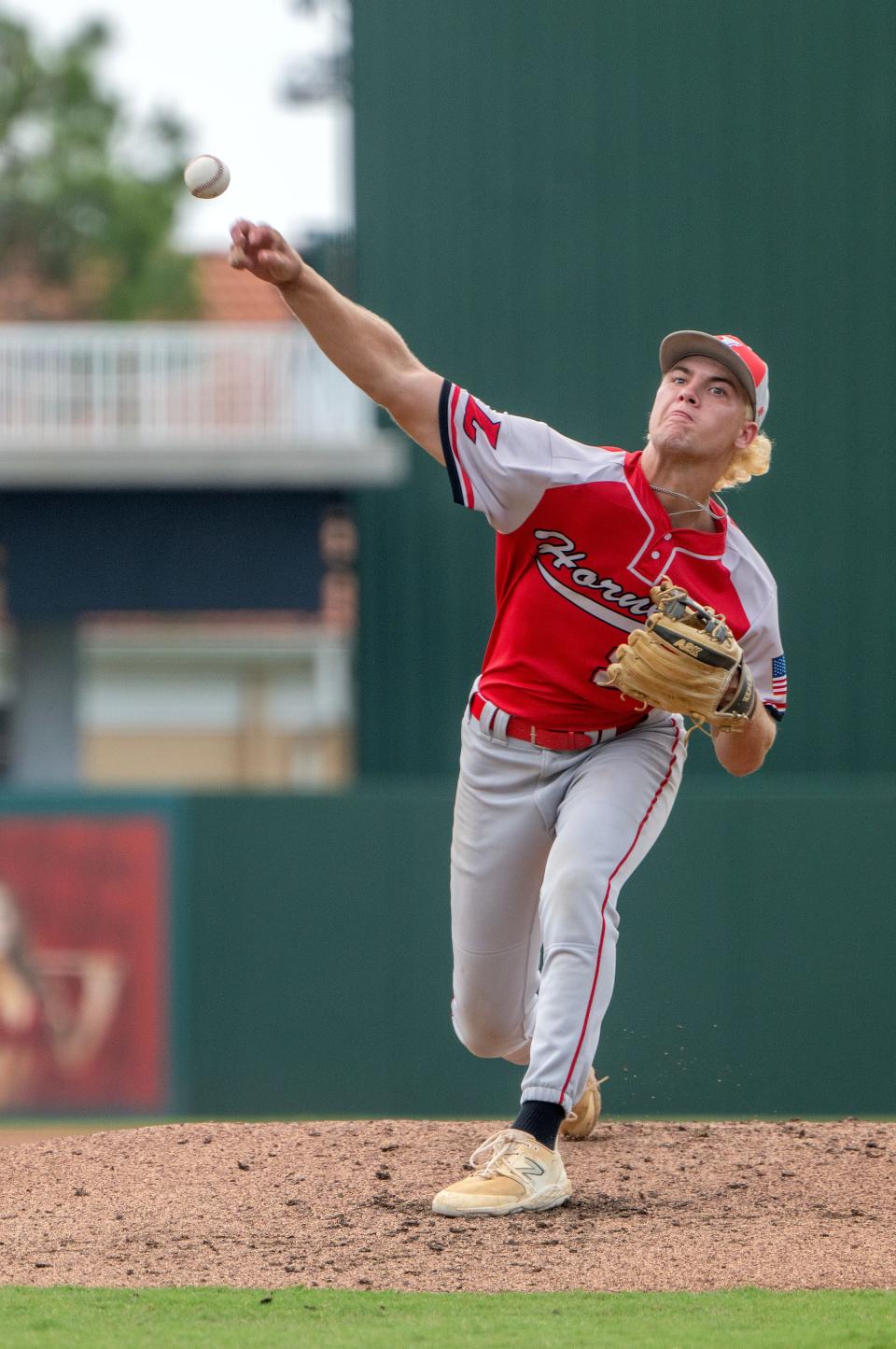 Lafayette pitcher Hyatt Richardson (24) on the mound during a high school class 1A semi final game with Jay on Wednesday, May 15, 2024, in Fort Myers, Fla. (Photo/Chris Tilley)