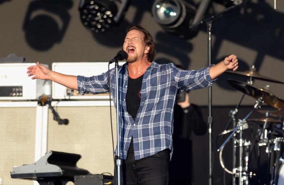 Eddie Vedder of Pearl Jam performs on stage during the British Summer Time festival at Hyde Park in London (PA)