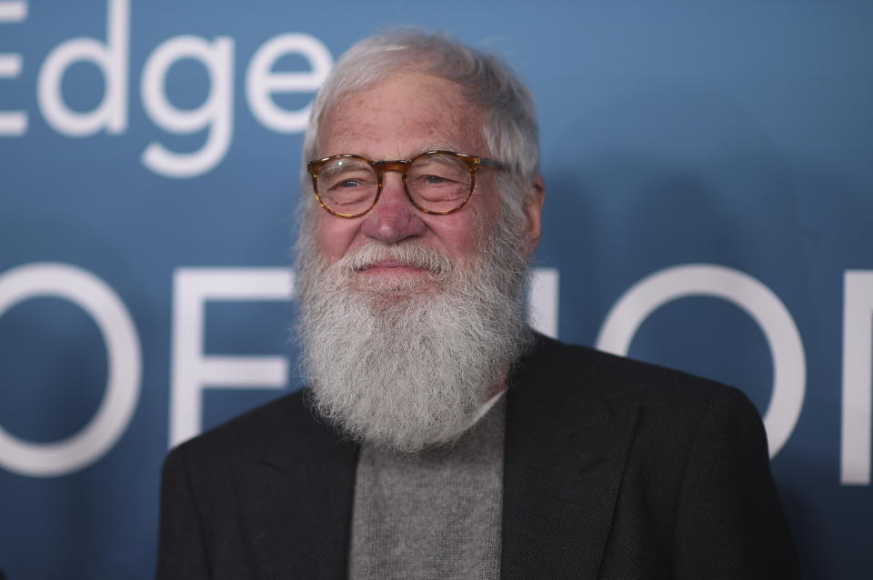 David Letterman arrives at the premiere of "Bono & The Edge: A Sort of Homecoming, With Dave Letterman" on Wednesday, March 8, 2023, at The Orpheum Theatre in Los Angeles. (Photo by Richard Shotwell/Invision/AP)