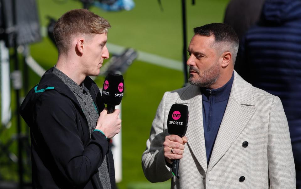 Darren Fletcher interviewing Newcastle United winger Anthony Gordon