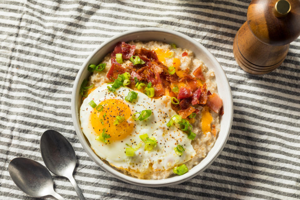 Savory oatmeal with egg.