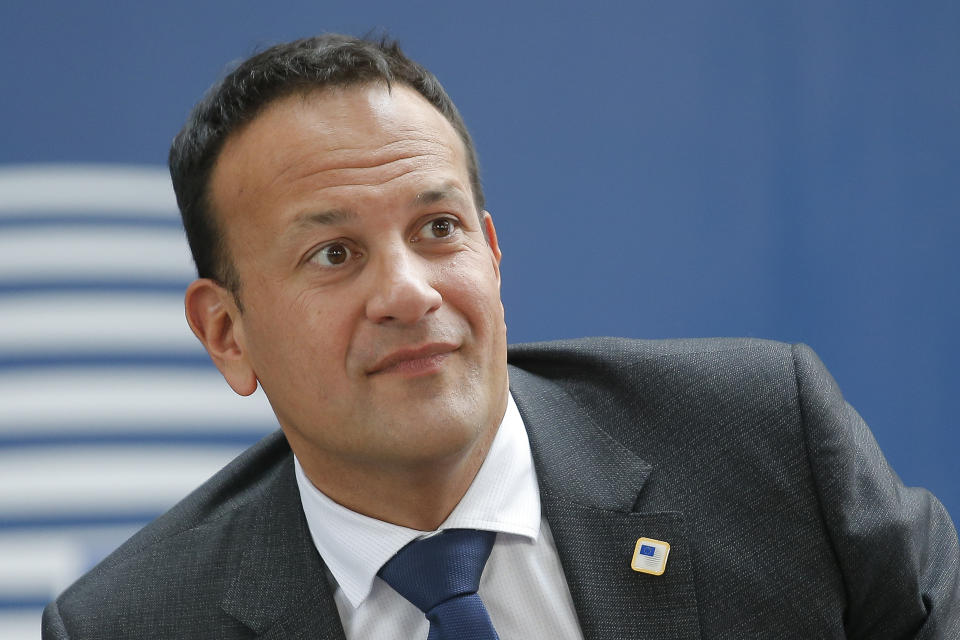 Irish Prime Minister Leo Varadkar arrives for an EU summit at the Europa building in Brussels, Thursday, June 20, 2019. European Union leaders meet in Brussels for a two-day summit to begin the process of finalizing candidates for the bloc's top jobs. (Julien Warnand, Pool Photo via AP)