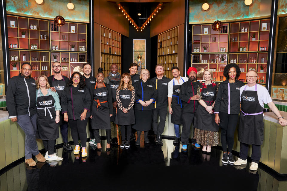 This image and the information contained herein is strictly embargoed until 00.01 Tuesday 27th June 2023

From South Shore

Cooking With The Stars: SR3 on ITV1 and ITVX

Pictured: Michael Caines MBE, Joanna Page, Matt Willis, Shelina Permalloo, Ellis Barrie, Indiyah Polack, Chris Eubank, Samia Longchambon, Jean-Christophe Novelli, Rosemary Shrager, Jack Stein, Peter Andre, Tony Singh MBE, Claire Richards, April Jackson and Jason Watkins.

This photograph is (C) South Shore and can only be reproduced for editorial purposes directly in connection with the programme or event mentioned above, or ITV plc. This photograph must not be manipulated [excluding basic cropping] in a manner which alters the visual appearance of the person photographed deemed detrimental or inappropriate by ITV plc Picture Desk.  This photograph must not be syndicated to any other company, publication or website, or permanently archived, without the express written permission of ITV Picture Desk. Full Terms and conditions are available on the website www.itv.com/presscentre/itvpictures/terms

For further information please contact:
james.hilder@itv.com