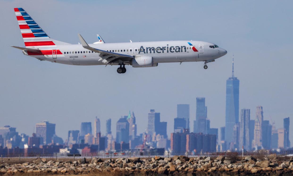 <span>American Airlines arrives at JFK international airport in New York.</span><span>Photograph: Charly Triballeau/AFP/Getty Images</span>